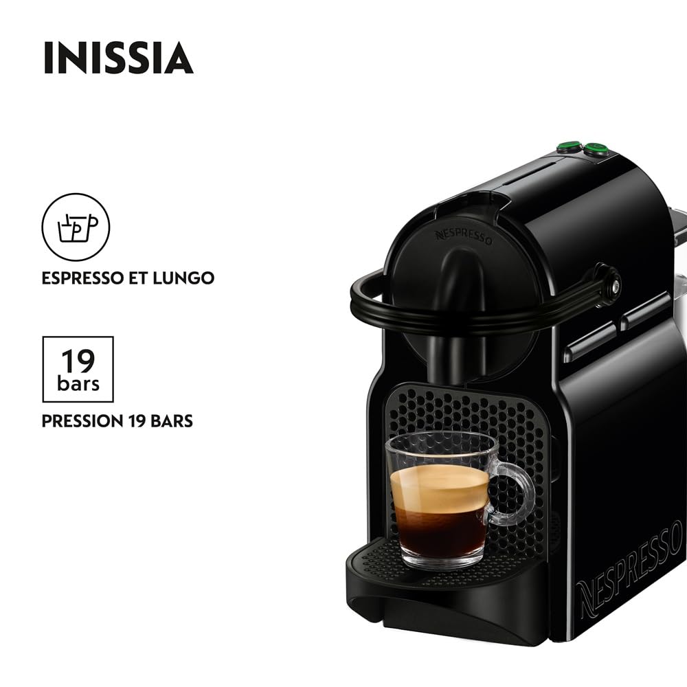 Zenory Inissia – Machine à Café à Capsules, Design Compact, 19 Bars, Noir