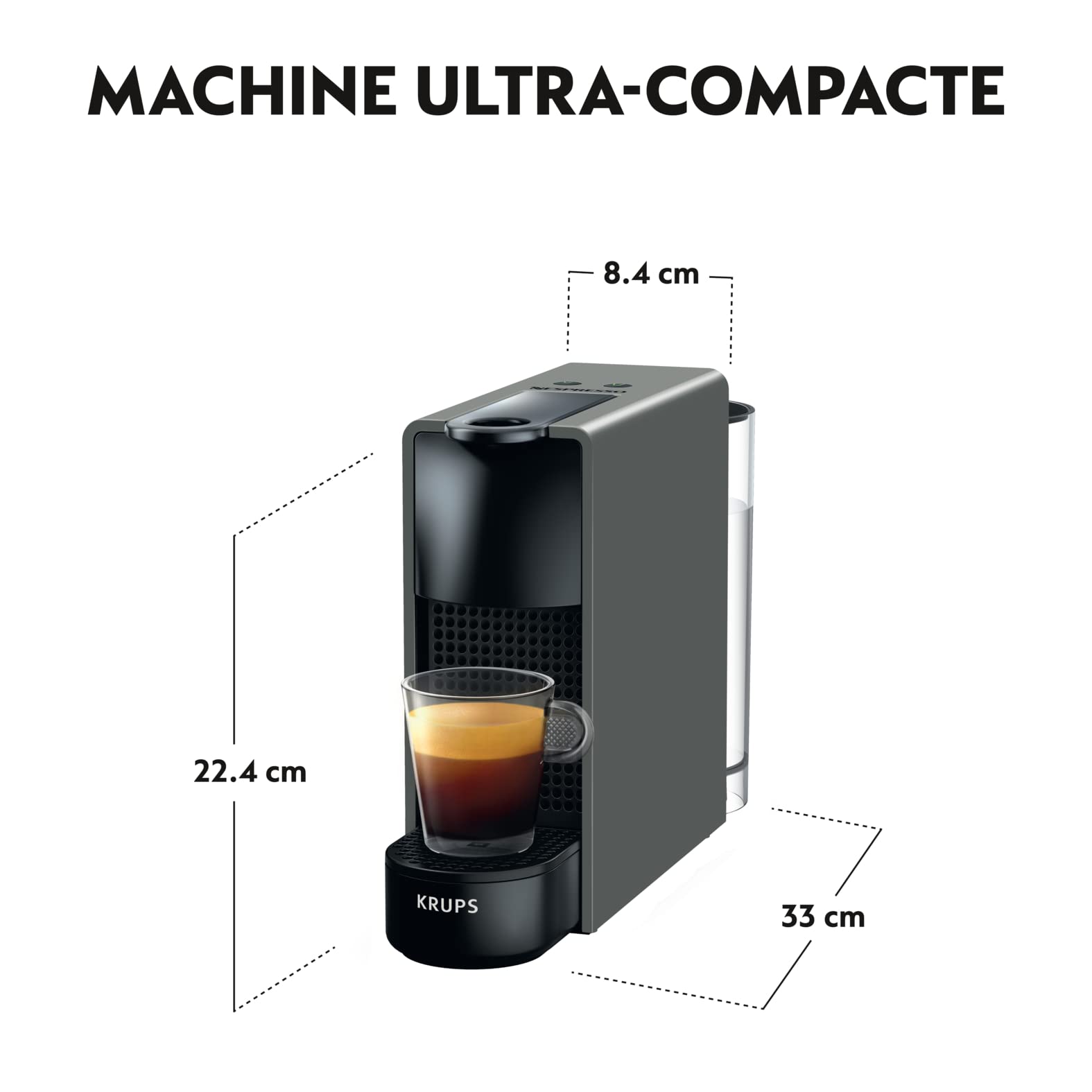 Zenory Essenza Mini – Machine à Café à Capsules, Design Épuré, Gris Intense