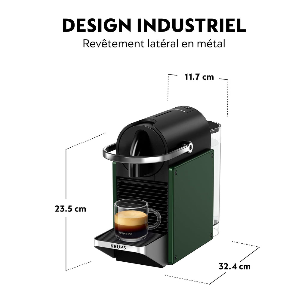 Zenory Pixie – Machine à Café à Capsules, Style Industriel, Revêtement Métal, Vert Foncé