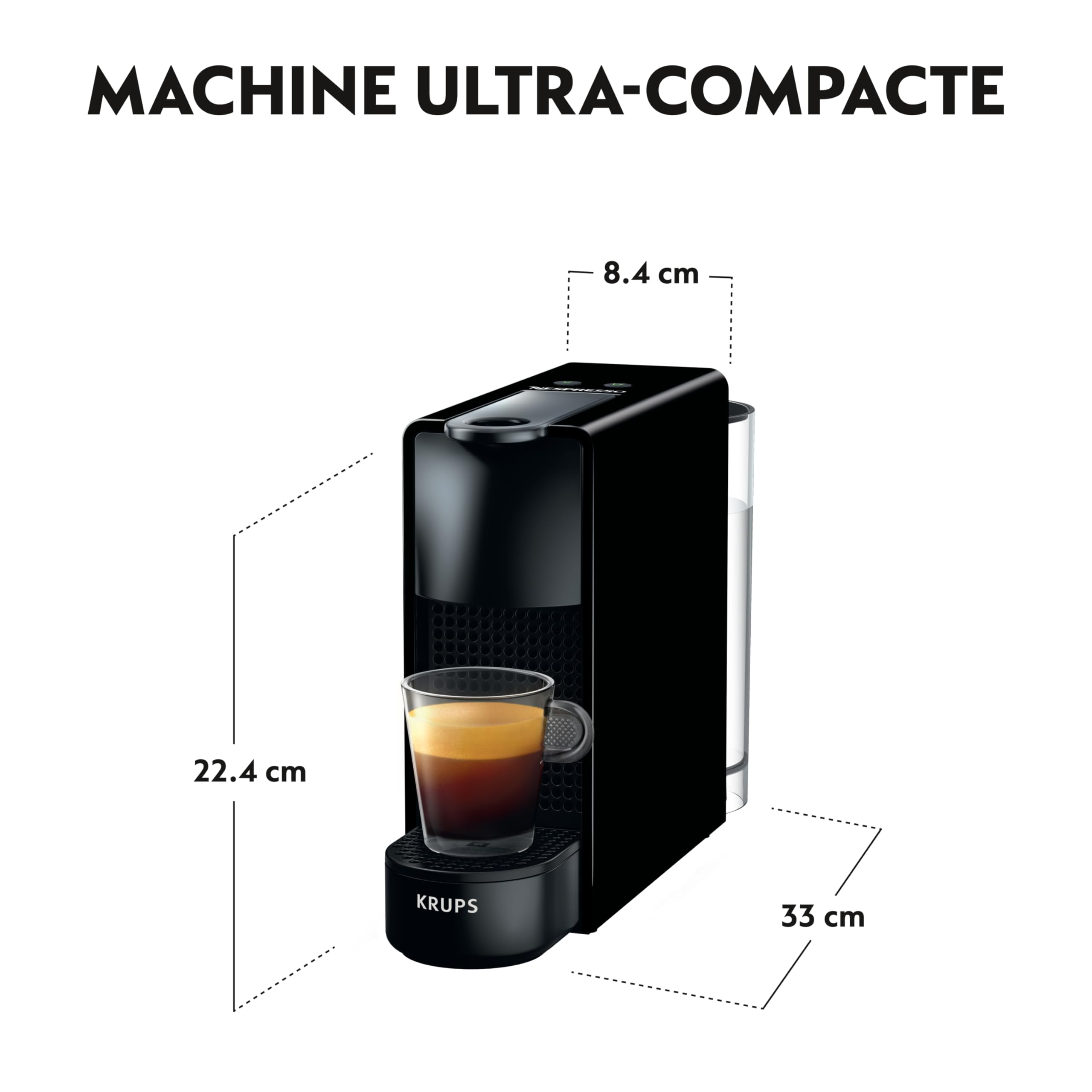 Zenory Essenza Mini – Machine à Café à Capsules, Compacte & Intuitive, Noire