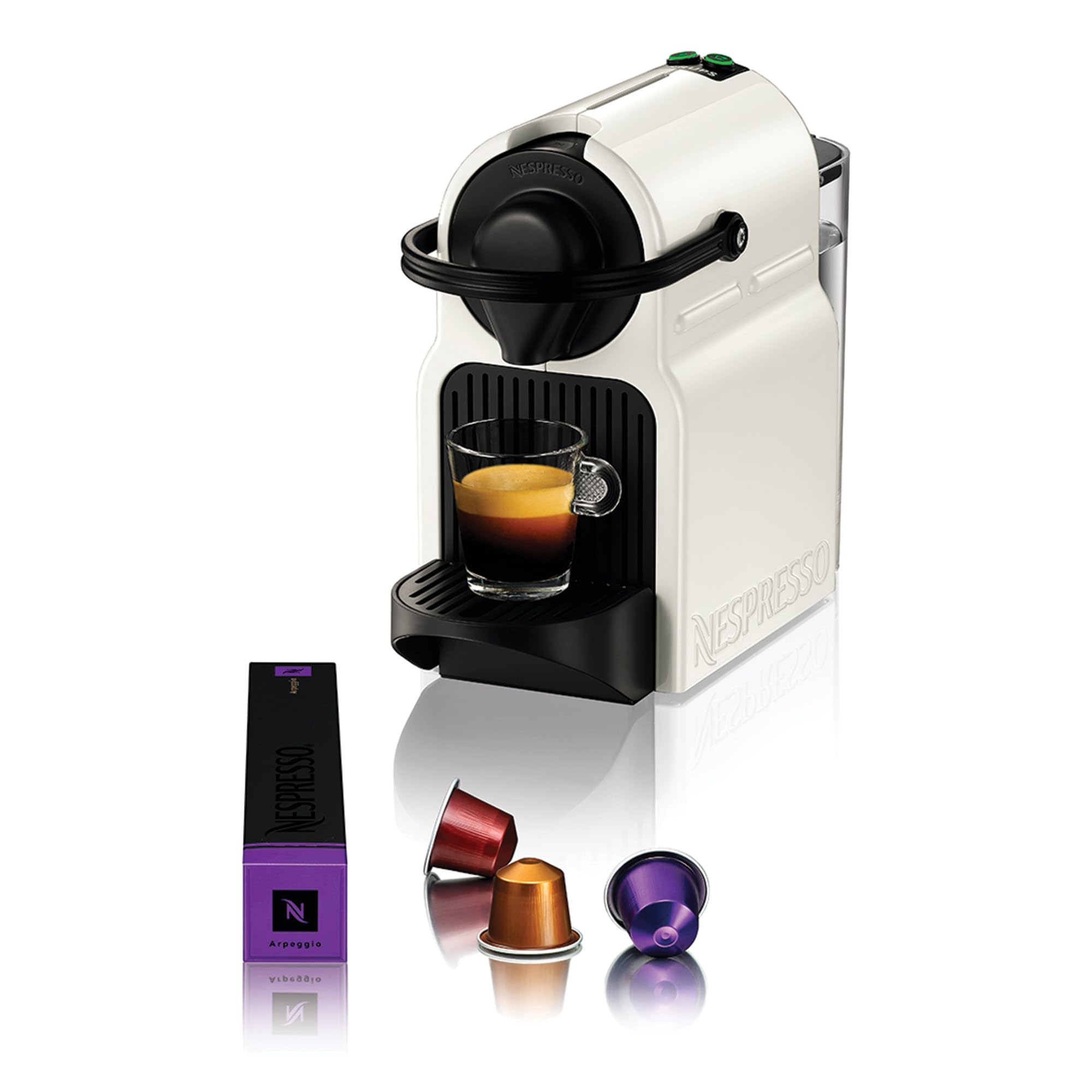 Zenory Inissia – Cafetière à Capsules, 19 Bars, Grille Repliable, Blanche Mat & Brillant