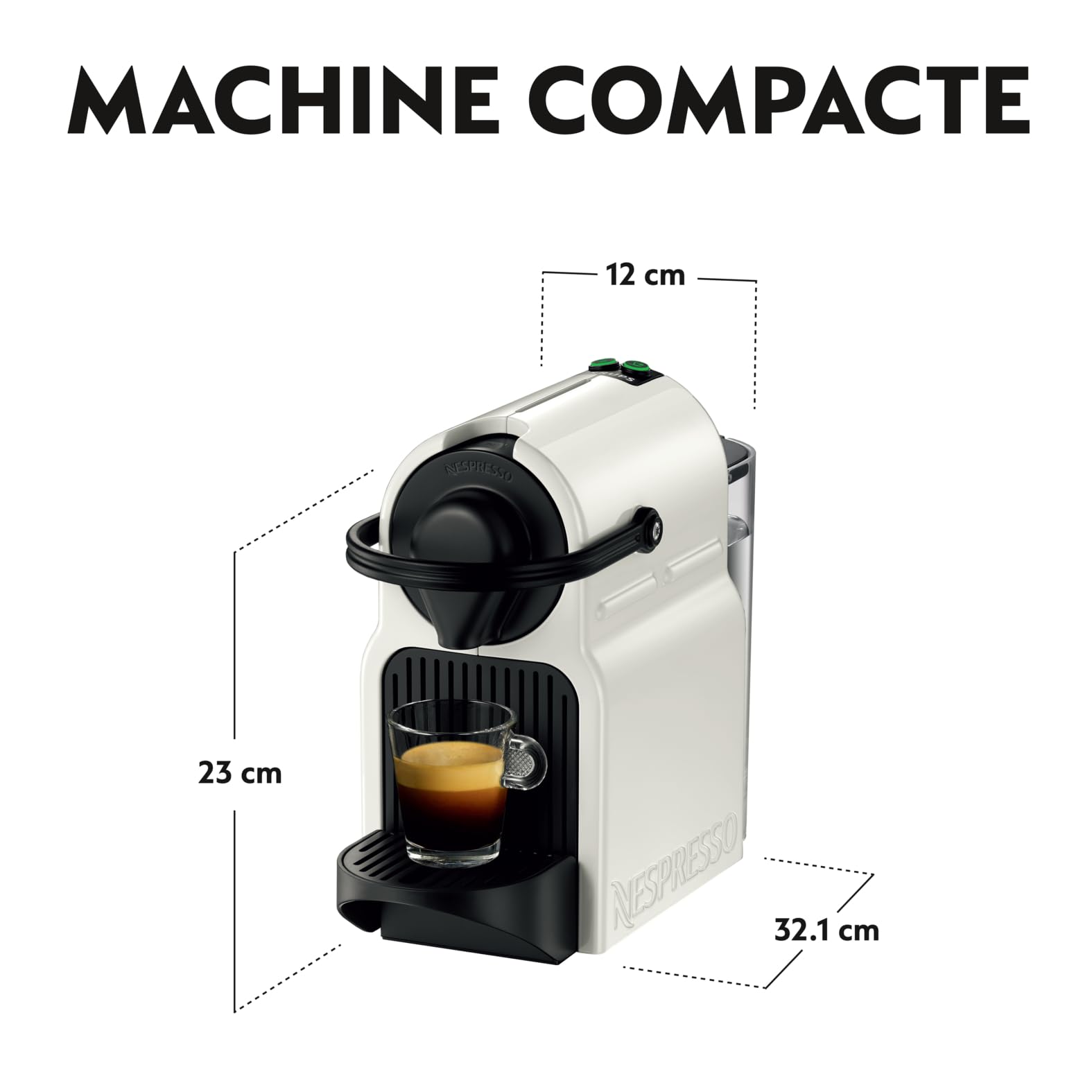 Zenory Inissia – Cafetière Espresso à Capsules, 19 Bars, Réservoir 0,7 L, Blanche