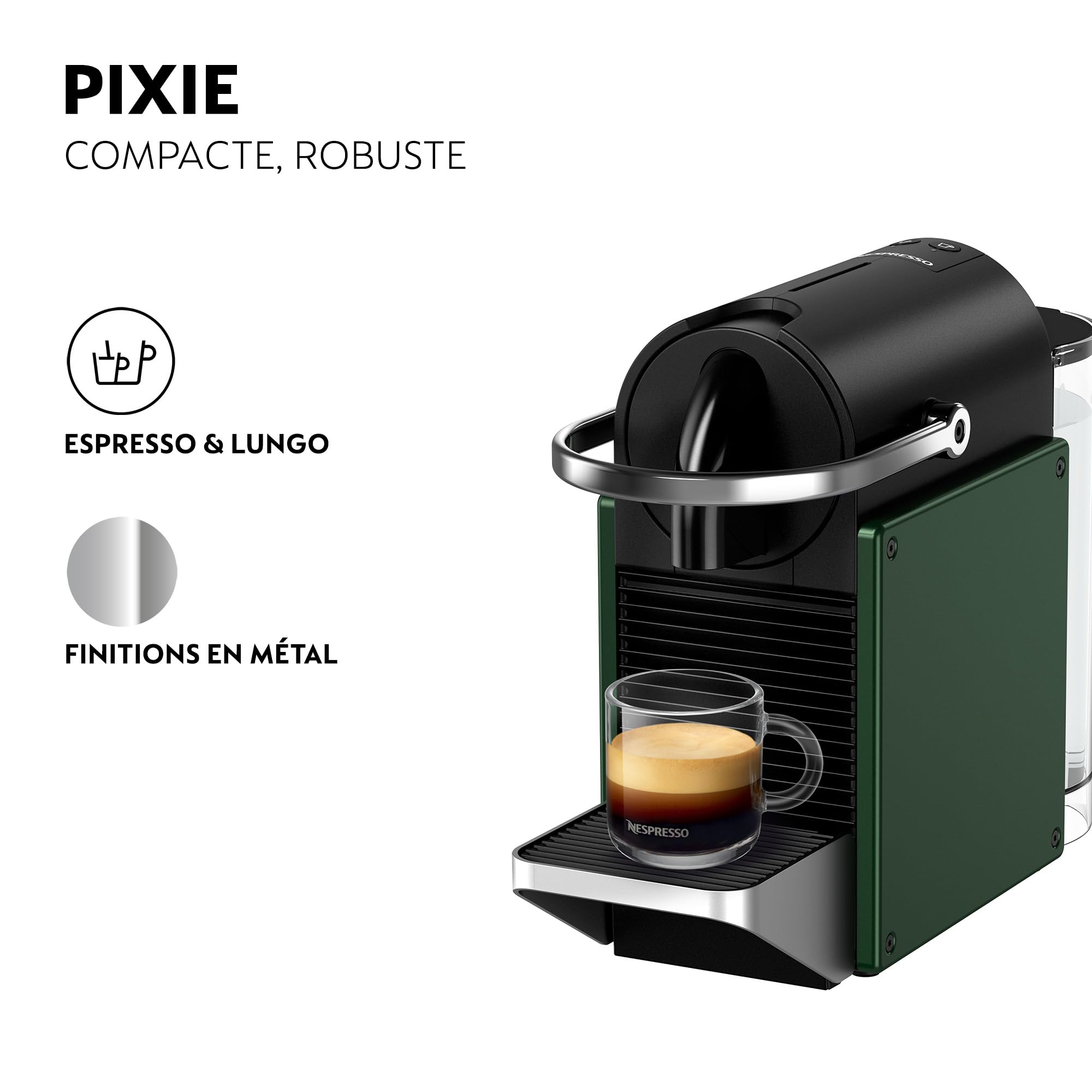 Zenory Pixie – Machine à Café à Capsules, Style Industriel, Revêtement Métal, Vert Foncé