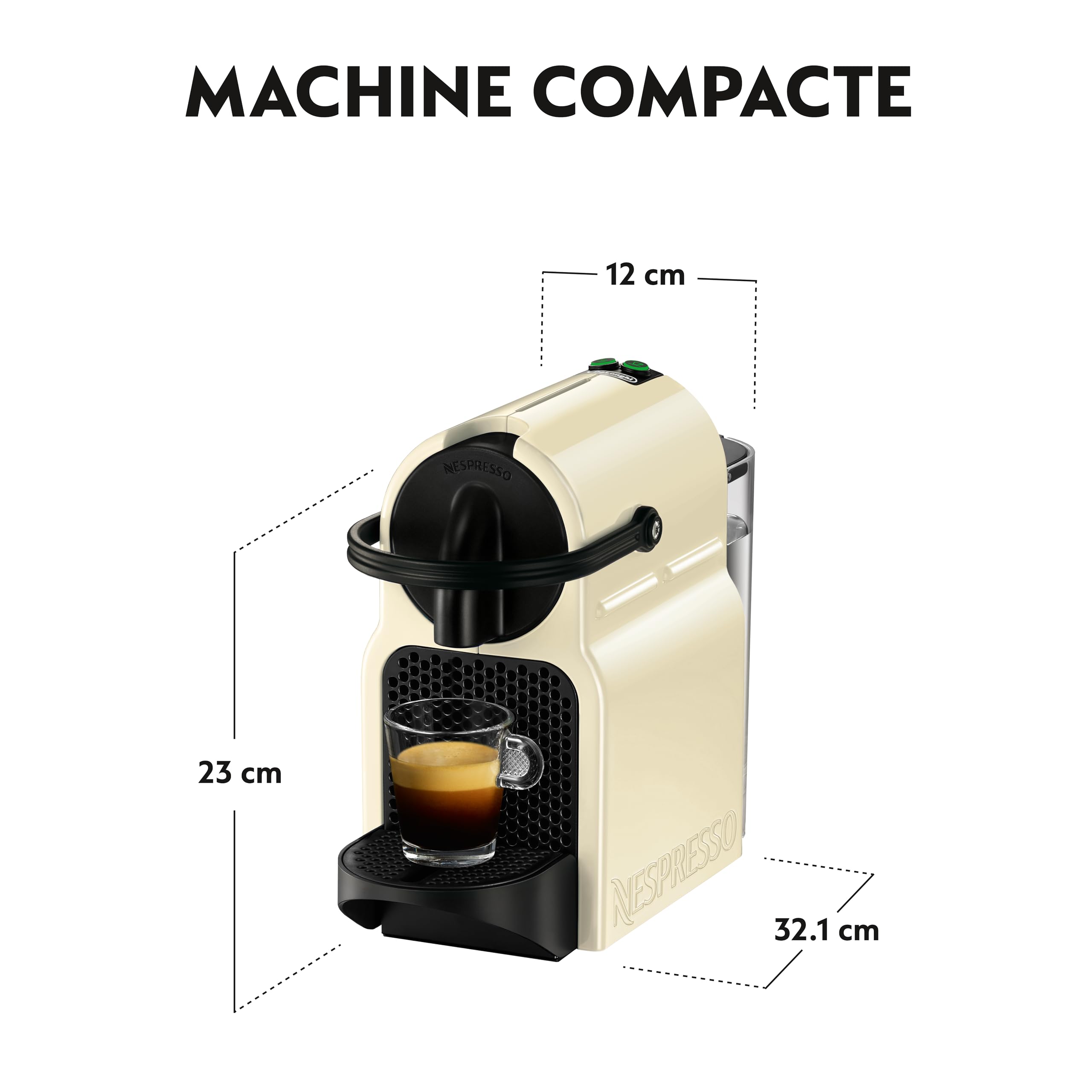 Zenory Inissia – Machine à Café à Capsules, Design Compact, 19 Bars, Crème Vanille